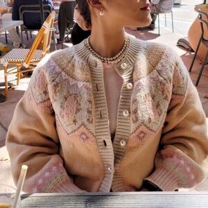 LoveShackfancy Cardigan: pearl buttons with pastel pink, peachy, cream, beige